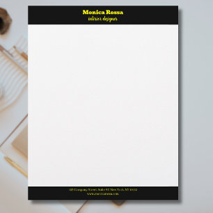 Membrete Cabezal de Letras Neon Amarillo Simple Profesional