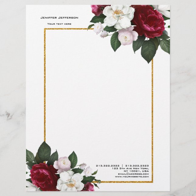 Membrete Cabezal floral elegante (Anverso)