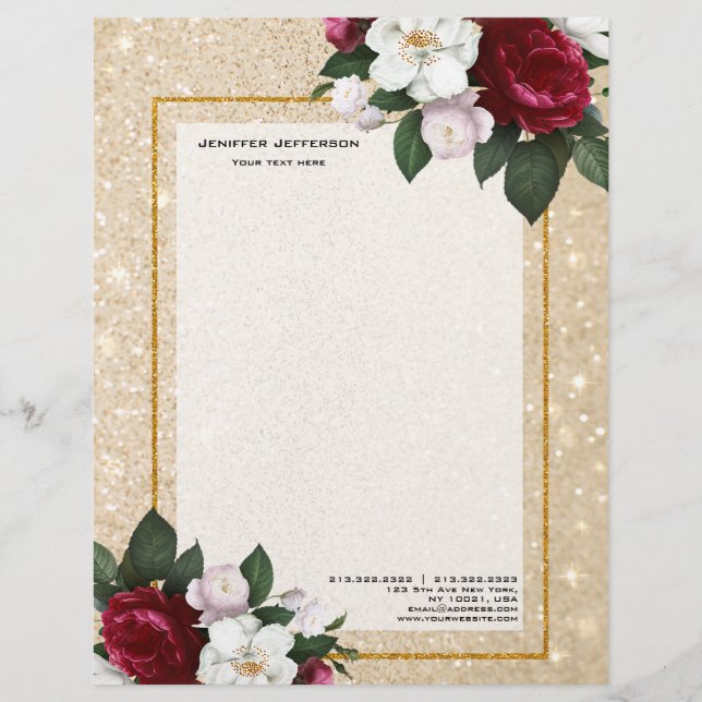 Membrete Cabezal floral elegante (Anverso)