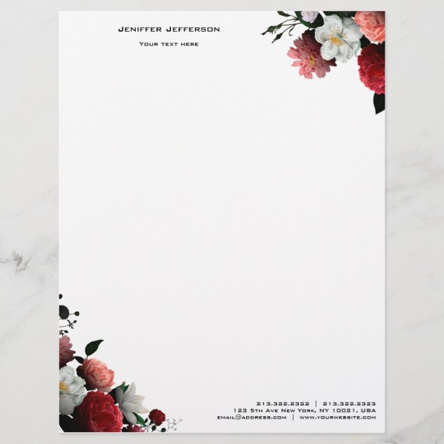 Membrete Cabezal floral elegante (Anverso)