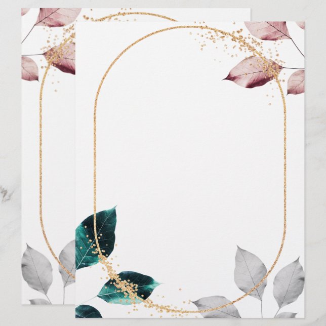 Membrete Cabezal floral elegante (Anverso / Reverso)
