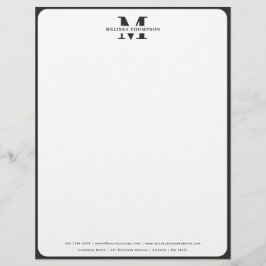 Membrete Cabezal Monogramado Blanco y Negro Moderno