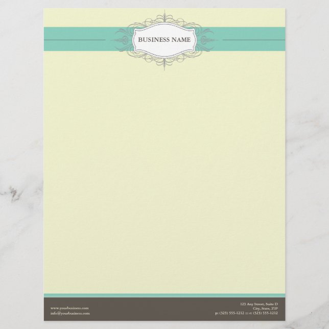 Membrete Cabezal Verde azulado personalizado de deco de Mod (Anverso)