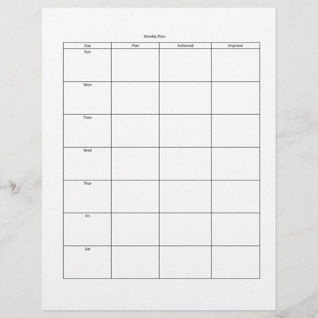 Membrete Cableado del plan semanal (Anverso)