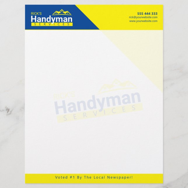 Membrete Cabletera con logotipo de Personalizado Handyman B (Anverso)