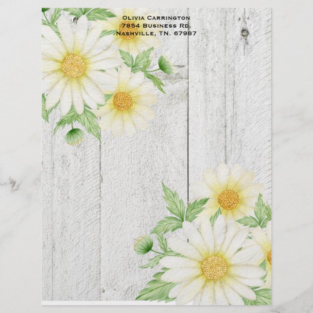 Membrete Cabletera personalizada de Daisies (Anverso)