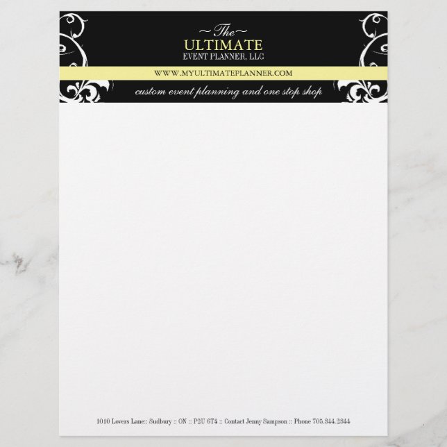Membrete Cabletero del planificador de boda elegante (Anverso)