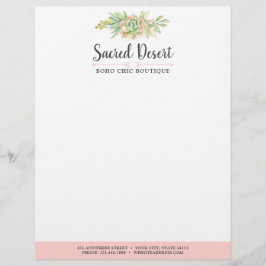 Membrete Cactus suculento Boho del desierto de la acuarela