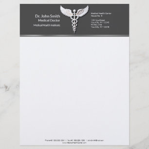 Membrete Caduceto blanco detallado limpio Caduceto Cálido G