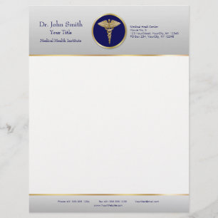 Membrete Caduceto Médico Profesional Gold Blue