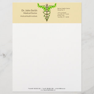 Membrete Caducto médico alternativo Verde deja beige