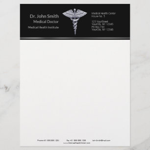 Membrete Caducto médico de categoría plateada sobre negro
