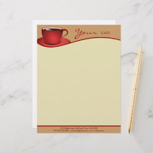 Membrete Cafe Red Cup Coffee Shop Business Letterhead