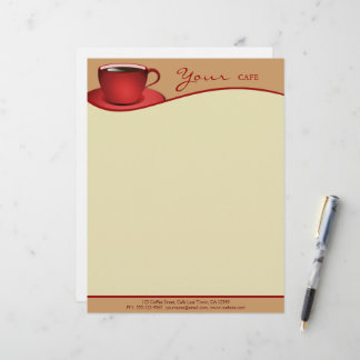 Membrete Cafe Red Cup Coffee Shop Business Letterhead