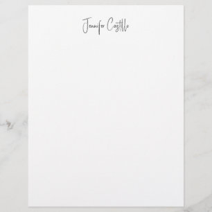 Membrete Caligrafía Minimalista blanca y simple
