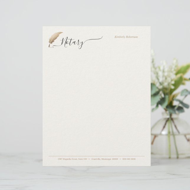 Membrete Caligrafía Notarial de Oro Profesional (Anverso de pie)