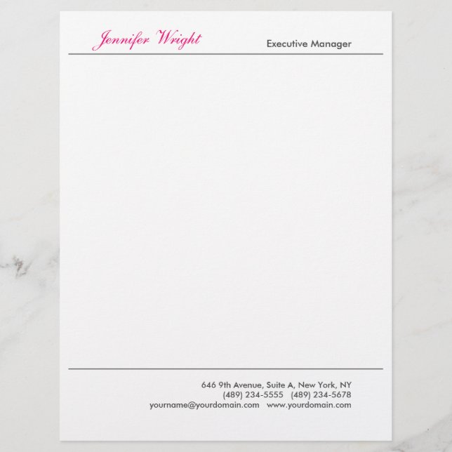 Membrete Caligrafía profesional minimalista y elegante (Anverso)