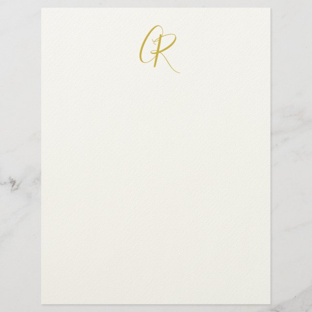 Membrete Calligraphy Monogram Gold Color Plain Modern (Anverso)