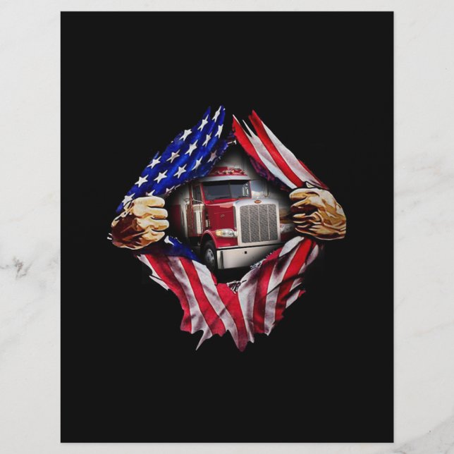 Membrete Camionero Conductor de Camión de Bandera Americana (Anverso)