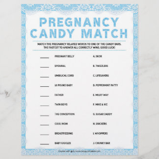 Membrete Candy Match de Embarazo [Lujo [Azul]]