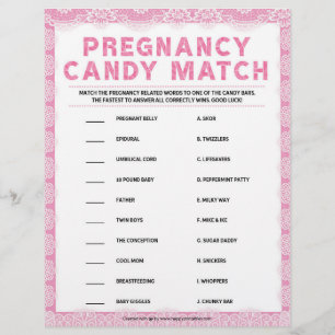 Membrete Candy Match de Embarazo [Lujo de Lujo [Rosa]]
