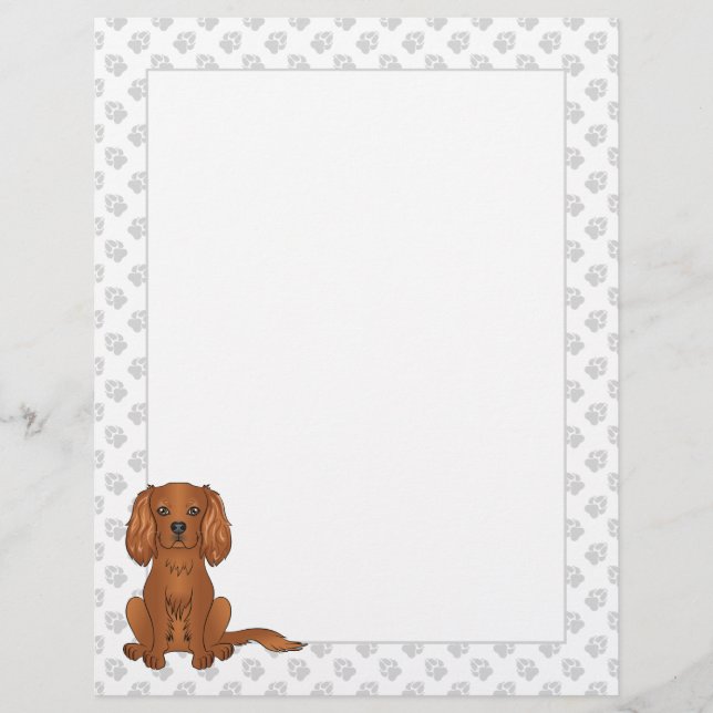 Membrete Cavalier King Charles Spaniel de rubí sobre verde (Anverso)