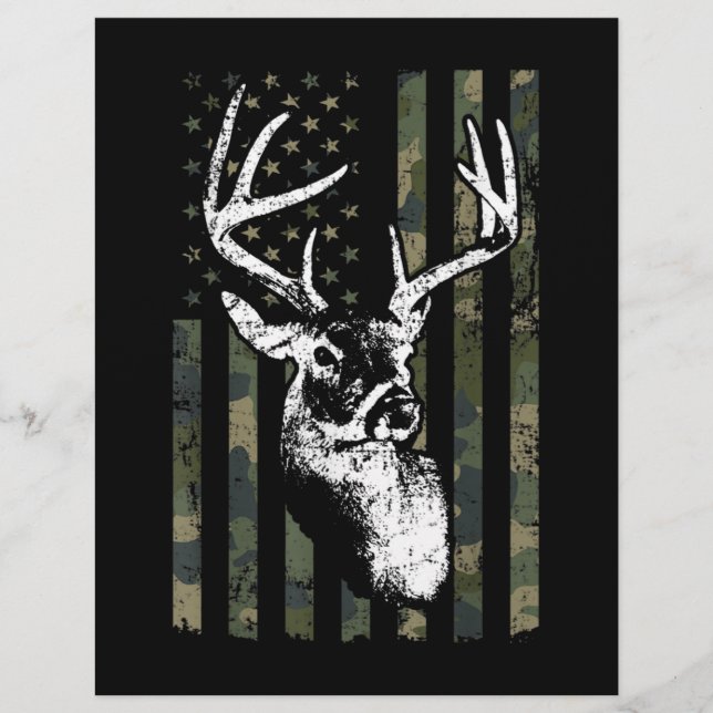 Membrete Caza de ciervos Whitetail Buck en EE.UU. Camuflage (Anverso)