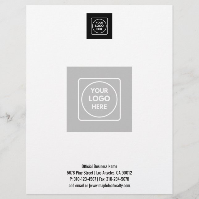Membrete Centered Logo Watermark Business Basic letterhead (Anverso)