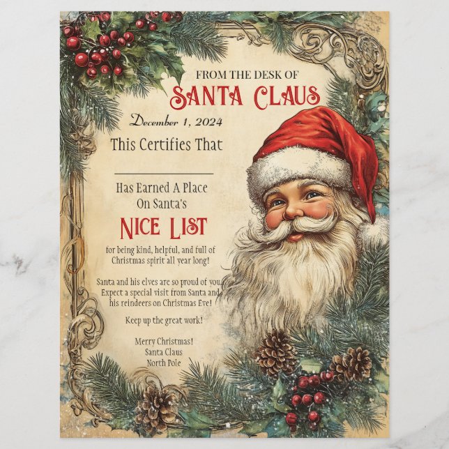 Membrete Certificaciones de la lista de Santa Claus (Anverso)