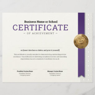 Membrete Certificado de Diploma Clásico Elegante sello de l