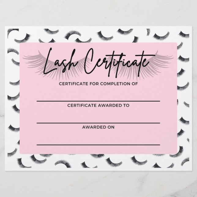 Membrete Certificado de formación de Lash (Anverso)