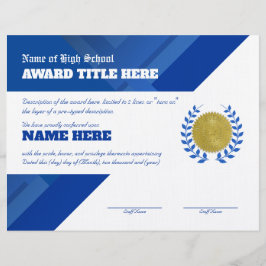 Membrete Certificado de reconocimiento de DEPORTES AZULES