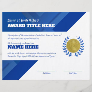 Membrete Certificado de reconocimiento de DEPORTES AZULES