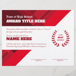 Membrete Certificado de reconocimiento de DEPORTES ROJOS