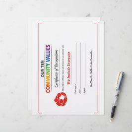 Membrete Certificado del Premio de Inclusión de Valor