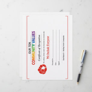 Membrete Certificado del Premio de Inclusión de Valor