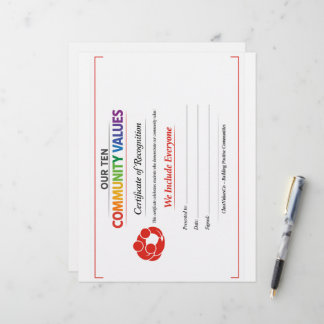 Membrete Certificado del Premio de Inclusión de Valor