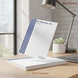 Membrete Chic Azul Marino y Blanco Rayas Verticales Profesi