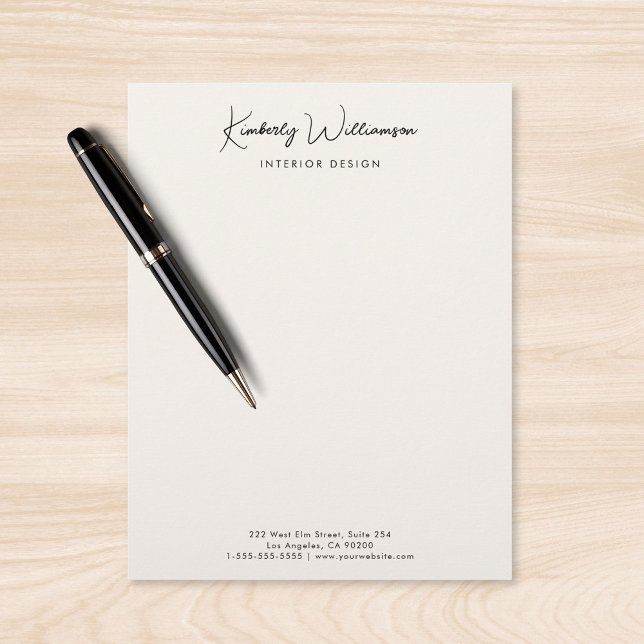 Membrete Chic Signature Script Business Name Cream (Chic Signature Script Business Name Cream Letterhead)