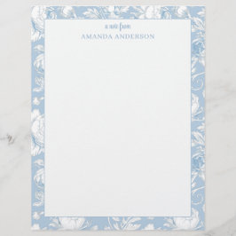Membrete Chinoiserie azul y blanco con nombre personalizado