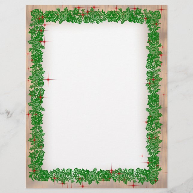 Membrete Christmas Garland with Faux Wood Stationery (Anverso)