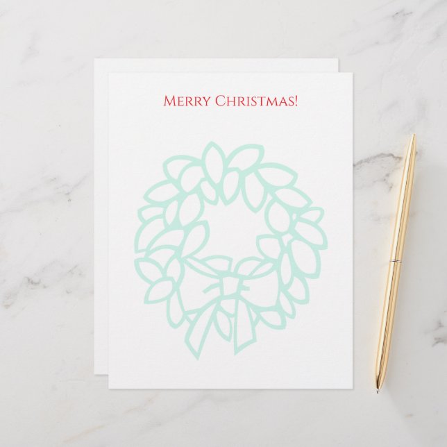 Membrete Christmas letterhead with elegant wreath watermark (Anverso/Reverso In Situ)