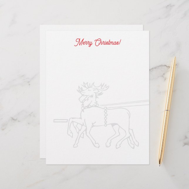 Membrete Christmas letterhead with Santa's reindeer drawing (Anverso/Reverso In Situ)