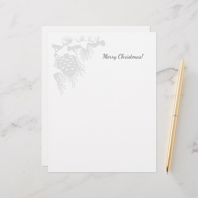 Membrete Christmas letterhead with snowy pine cone logo (Anverso/Reverso In Situ)