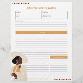 Membrete Church Black Woman Service Notes Christian Bible L