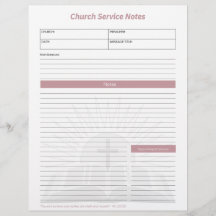 Church Service Christian Bible Notes Pink