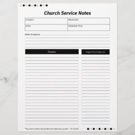 Membrete Church Service Christian Black Notes