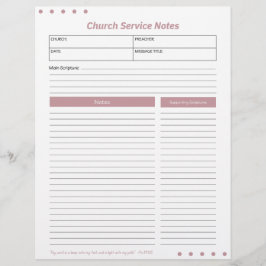Membrete Church Service Christian Pink Notes