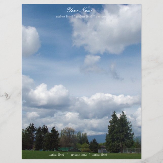 Membrete cielo azul hermoso y nubes blancas (Anverso)