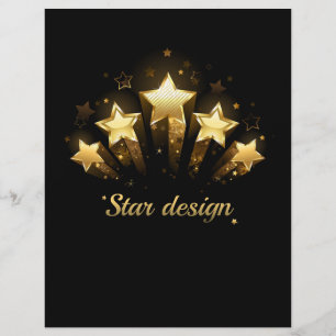 Membrete Cinco estrellas de oro en negro